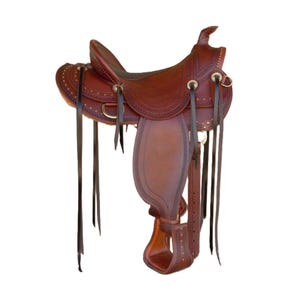 Tooled Leather Western Horse Saddle with Headstall & Breast Collar