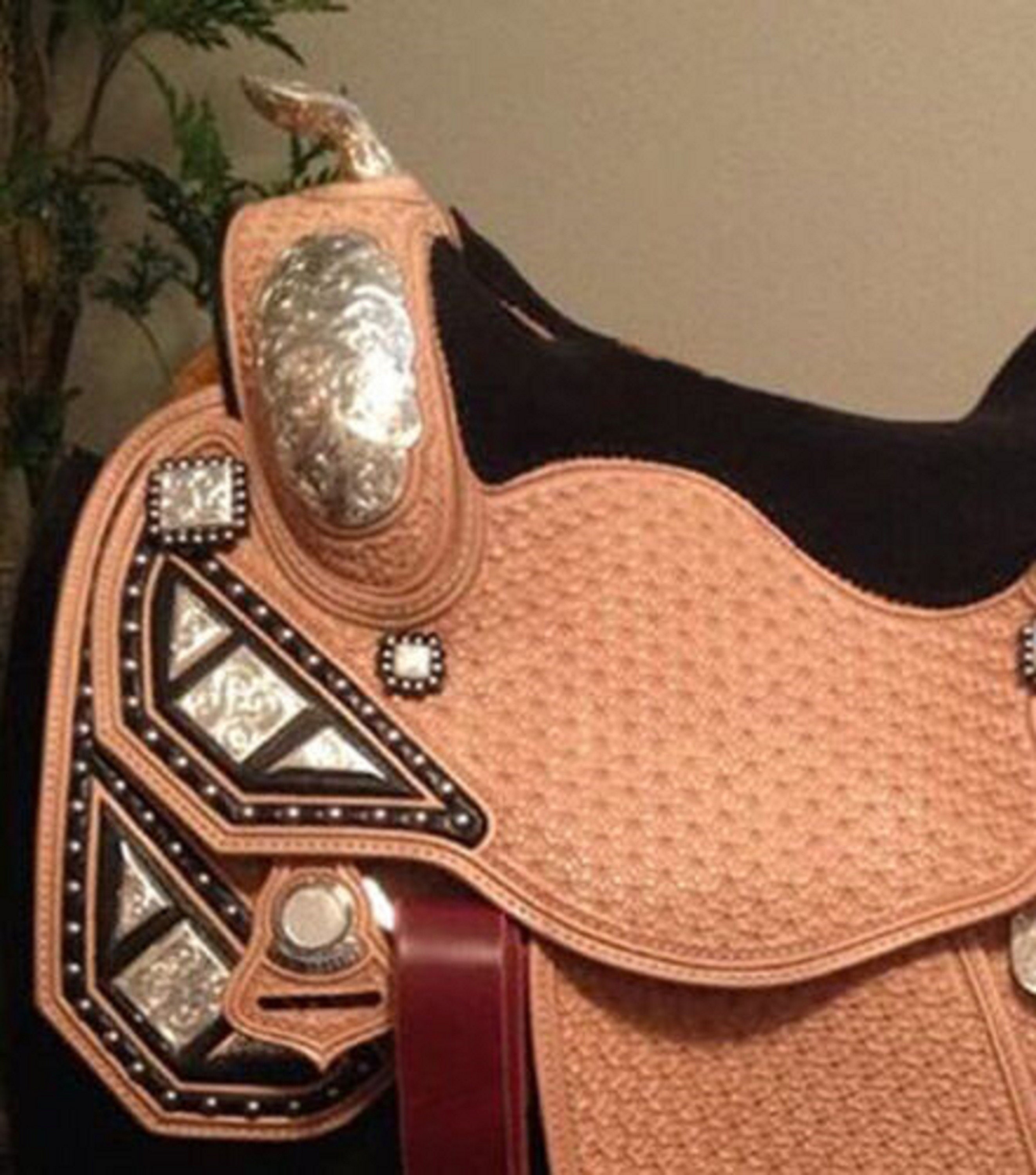 Sella Western Decorativa In Pelle - Completa Di Testiera E Richiamo, Stile Spettacolo