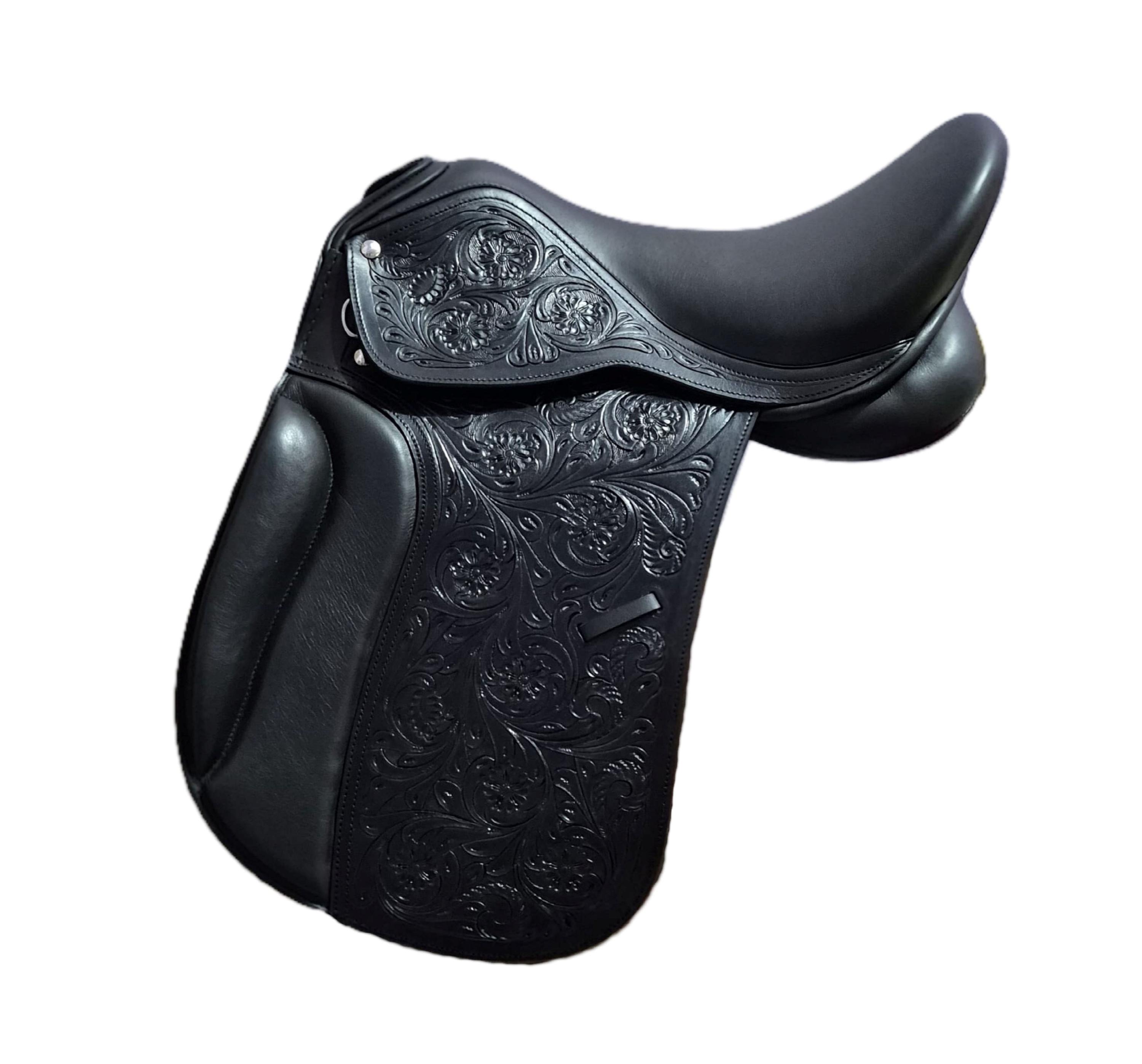 Selle De Dressage En Cuir Noir Qualité Supérieure - Tailles 14 à 18 Pouces