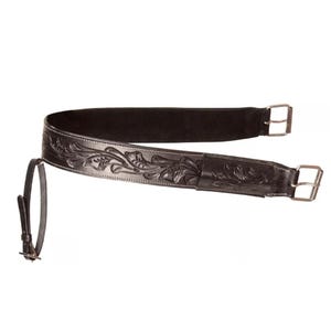 Floral Carved Leather Back Cinch Pair: Western Saddle Horse Tack, 36&quot;