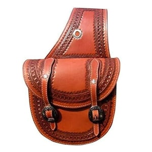 Crazy Horse Leather Western Saddle Bag: Trail Riding Horse Tack