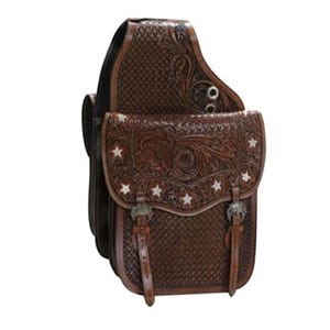 Handmade Floral Carved Leather Western Saddle Bag