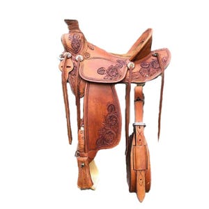Western Leather Horse Saddle: Wade Tree Roping Ranch with Headstall & Breast Collar