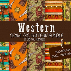 Western Seamless Pattern Design Bundle,Watercolor Western Seamless Digital Paper,Western Seamless File,Western Seamless,Digital Scrapbooking