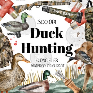 Duck Hunting Png Bundle For Creators, Watercolor Hunting Clipart, Watercolor Hunting Printable, Hunting Clipart,Hunting Png,Digital Clipart