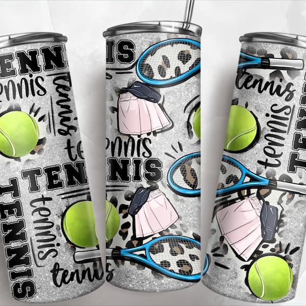 Tennis 20 oz skinny tumbler png sublimation design download, sport tumbler wrap png, 20 oz tumbler designs, Tennis tumbler png download