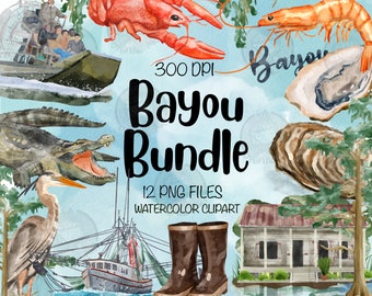 Bayou Png Bundle For Creators, Watercolor Bayou Clipart, Watercolor Bayou Printable, Bayou Clipart, Bayou Digital Clipart