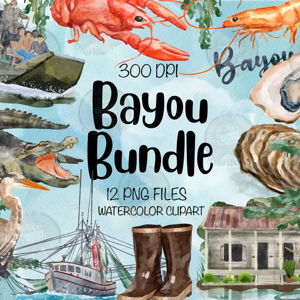 Bayou Png Bundle For Creators, Watercolor Bayou Clipart, Watercolor Bayou Printable, Bayou Clipart, Bayou Digital Clipart