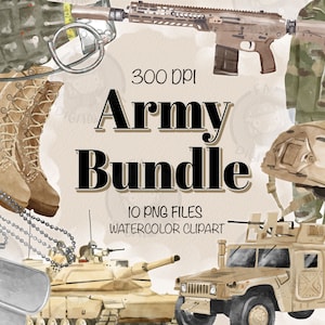 Army Png Bundle For Creators, Watercolor US Army Clipart, Watercolor Army Printable, Military Clipart, Army Png, Digital Clipart