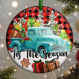 Tis The Season Truck Ornament Png Sublimation Design, Christmas Ornament Png, Merry Christmas Png, Christmas Truck Png, Digital Download