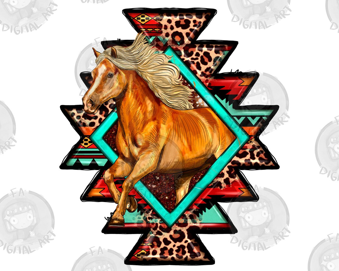 Aztec Symbol White Horse Png Sublimation Design,western Horse Png