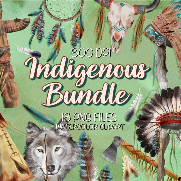 Indigenous Png Bundle For Creators, Aquarelle Western Clipart, Aquarelle Indian Printable, Indigenous Clipart, Indian Png, Digital Clipart