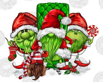 Three Christmas Green Gnomies Png Sublimation Design, Merry Christmas Png, Happy Holiday Png, Christmas Gnome Png,Gnome Png,Digital Download