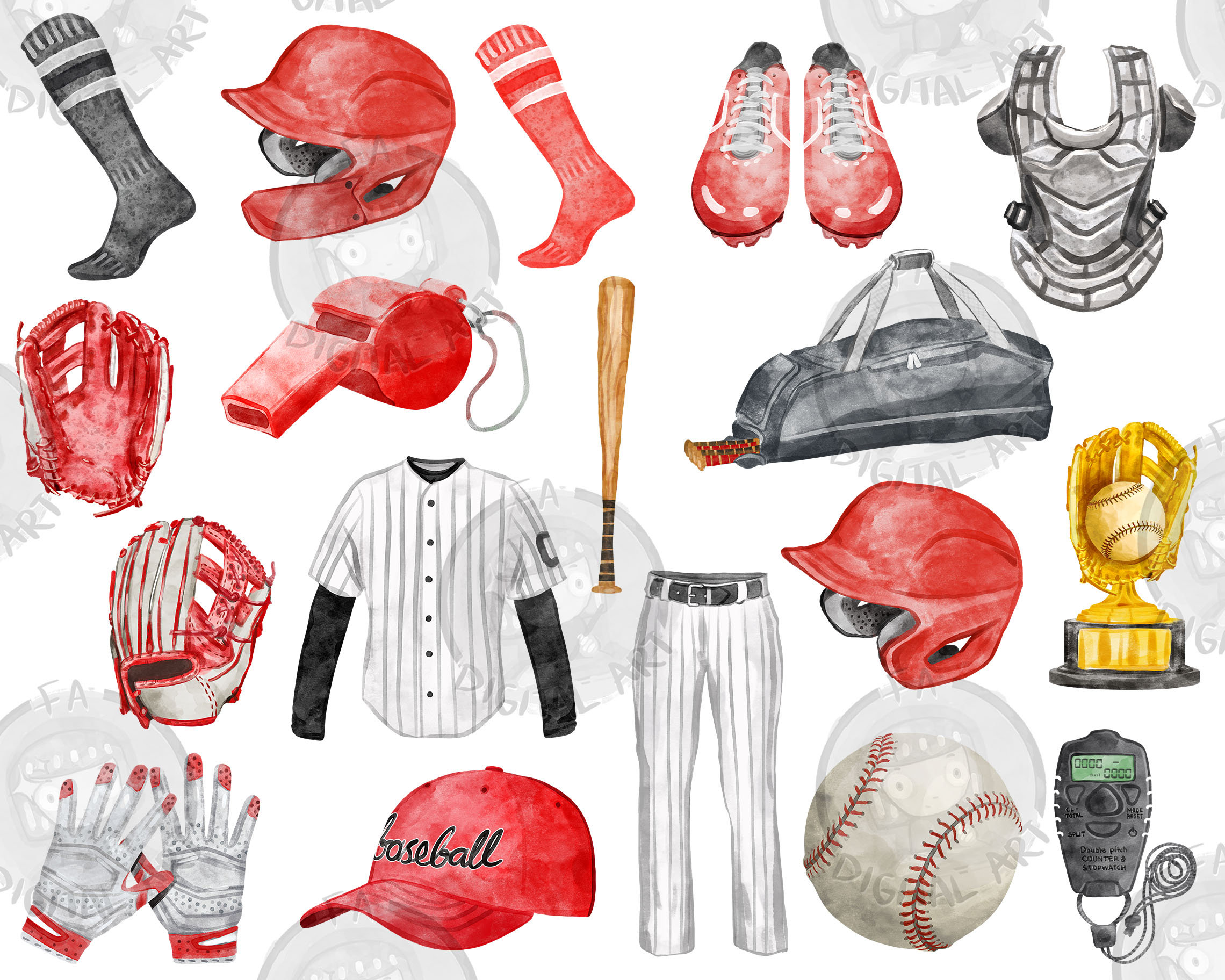Baseball Equipments Png Bundle for Creators 18 PNG Etsy