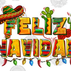 Feliz Navidad with lights Png sublimation design download, Christmas Png, Mexican Christmas Png, Mexico png, sublimate designs download