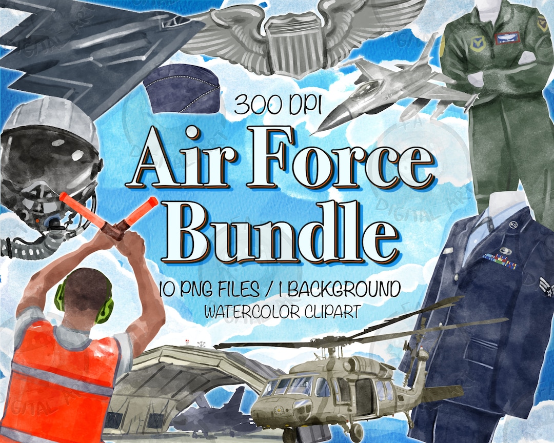 Air Force Png Bundle for Creators, Watercolor Air Force Clipart ...