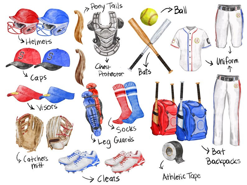 Softball Equipments Png Bundle for Creators 26 PNG Etsy