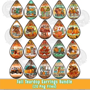 Fall teardrop earrings png sublimation design bundle, western teardrop earrings png, Hello Fall png, Autumn png, sublimate designs download