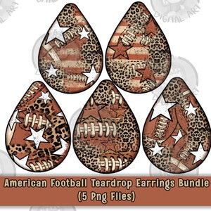 American Football teardrop earrings png sublimation design bundle, sport teardrop earrings png, Football png, sublimate designs download