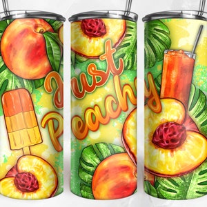 Just peachy summer 20oz skinny tumbler png sublimation design download, summer time png, summer png, peach tumbler png, sublimate download