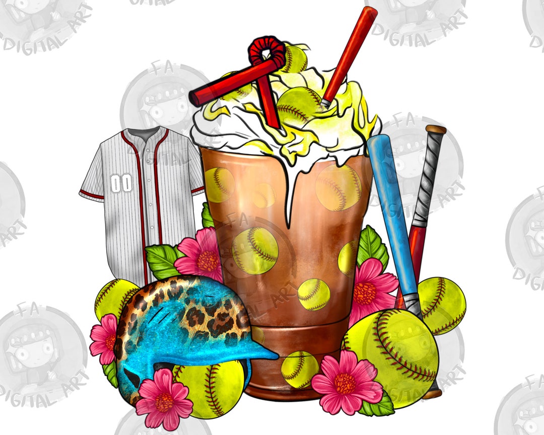 Softball Frappe Coffee Png Sublimation Design Softball Frappe Etsy