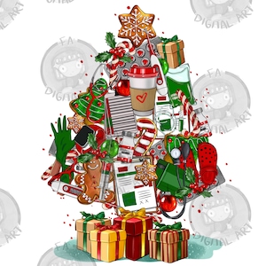 Nurse Christmas tree png sublimation design download, Christmas png, Nurse life png, Christmas Nurse png, sublimate designs download