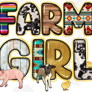 Bauernhof Mädchen png Sublimation Design herunterladen, Western Bauernhof Mädchen png, Tiere auf dem Bauernhof png, Leben auf dem Bauernhof png, sublimieren Designs herunterladen