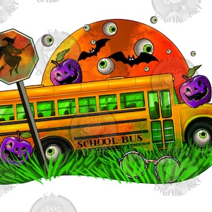 Halloween School Bus Png Sublimation Design, Happy Halloween Png, Spooky School Bus Png, Halloween Vibes Png,School Bus Png,Digital Download