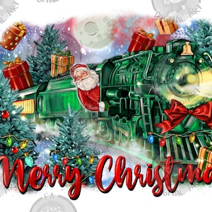Merry Christmas Santa Polar Express png sublimation design, happy new year png, polar express train png, sublimate designs download