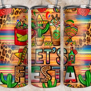Let's Fiesta Mexico Koffie Cups met Cactus 20oz Tumbler PNG Design, Viva Mexico Png, Mexicana Tumbler Png, Let's Fiesta Mexico Png Download