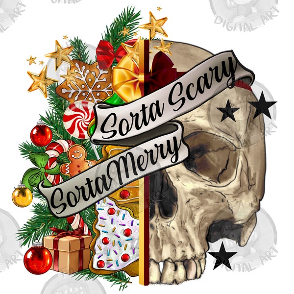 Sorta Merry Sorta Scary Skull Png Design,Christmas Skull Png,Sorta Merry Sorta Scary Skull Png, Sorta Merry Sorta Scary Skull Png Download
