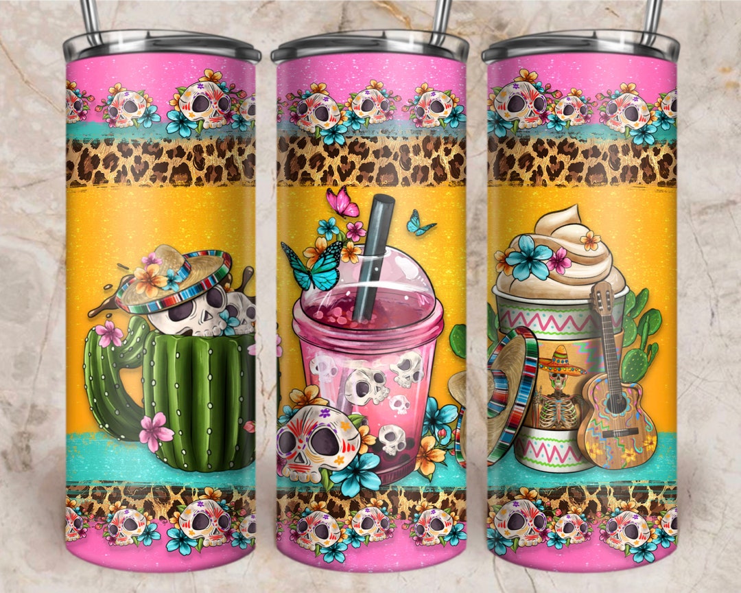 Mexican Coffee Cups 20oz Tumbler PNG Design, Mexico Coffee Cup Tumbler