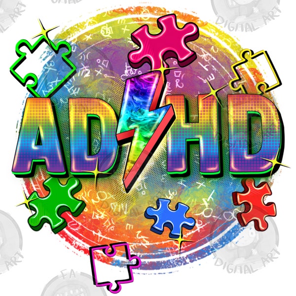 ADHD png sublimation design download, Autism png design, Autism Awareness png, Autism puzzle png, sublimate designs download