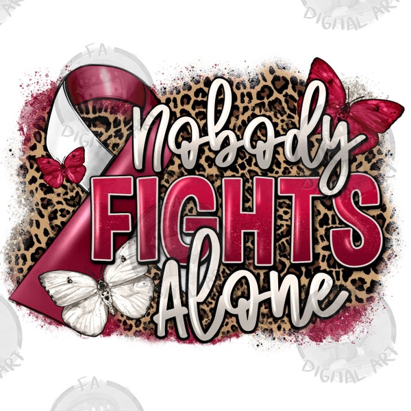 Nobody fights alone Head and Neck Cancer png sublimation design download,  Head and Neck Cancer png, Cancer Awareness png, designs download