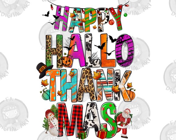 Happy Hallothankmas Png Sublimation Design Christmas Png - Etsy