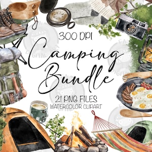 Camping Png Bundle For Creators, Watercolor Camping Clipart, Watercolor Camping Printable, Camping Clipart, Camping Png, Digital Clipart