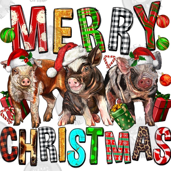 Merry Christmas Pigs Png Sublimation Design, Merry Christmas Png,Happy Holiday Png,Christmas Animals Png,Christmas Pigs Png,Digital Download