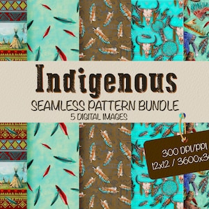 Indigenous Seamless Pattern Png Design Bundle, Watercolor Indigenous Seamless Digital Paper, Indigenous PNG and digital scrapbooking