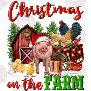 Christmas On The Farm Png Sublimation Design, Merry Christmas Png, Happy Holiday Png, Christmas Animals Png, Christmas Png, Digital Download