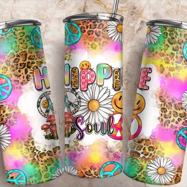 Hippie soul 20oz skinny tumbler png, western tumbler wrap png, hippie 20 oz tumbler designs, hippie tumbler png download