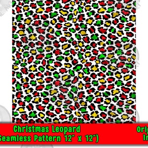 Christmas Leopard Seamless Pattern Png, Christmas Leopard Digital Seamless Pattern Png, Merry Christmas Png, Printable Scrapbook Paper