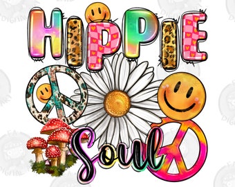 Hippie soul png sublimation design download, western hippie png, peace sign png, hippie vibes png, sublimate designs download