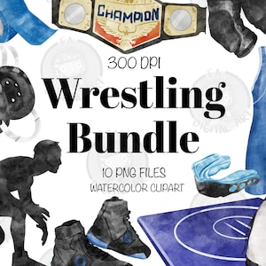 Wrestling Png Bundle For Creators, Watercolor Wrestling Clipart, Watercolor Wrestling Printable, Wrestling Clipart, Digital Clipart