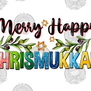 Merry happy Chrismukkah with olive branch png sublimation design download, Happy Hanukkah Png, Hanukkah png, Jewish png, sublimate download