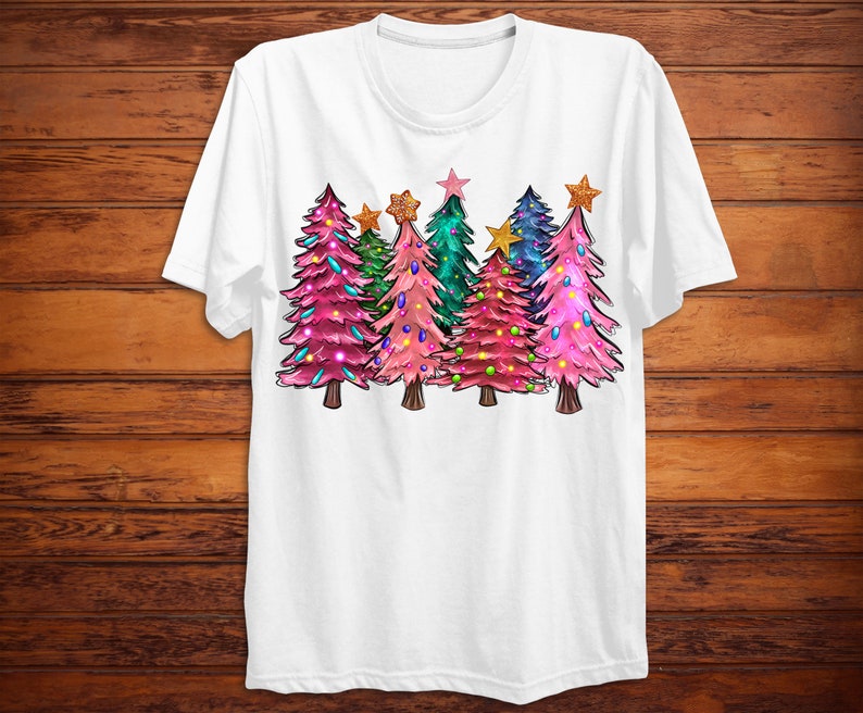 Christmas Trees With Lights Png Sublimation Design Merry - Etsy