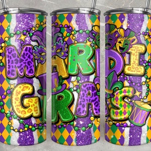 Mardi Gras 20oz Tumbler png sublimation design download, western Mardi Gras png, glitter tumbler png, sublimate download