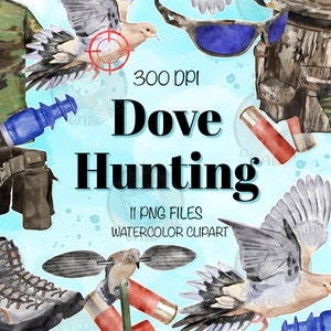 Dove Hunting Png Bundle For Creators, Watercolor Hunting Clipart, Watercolor Hunting Printable, Hunting Clipart, Hunting Png,Digital Clipart
