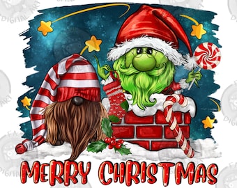 Merry Christmas Green And Dog Gnomies Png Sublimation Design, Merry Christmas Png, Happy Holiday Png, Christmas Gnome Png, Digital Download