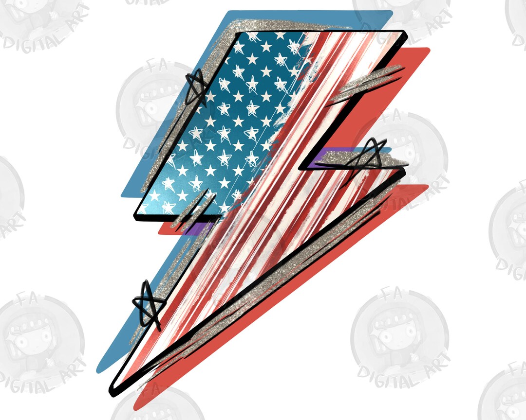 American Flag Lightning Bolt Png Sublimation Design Download Etsy