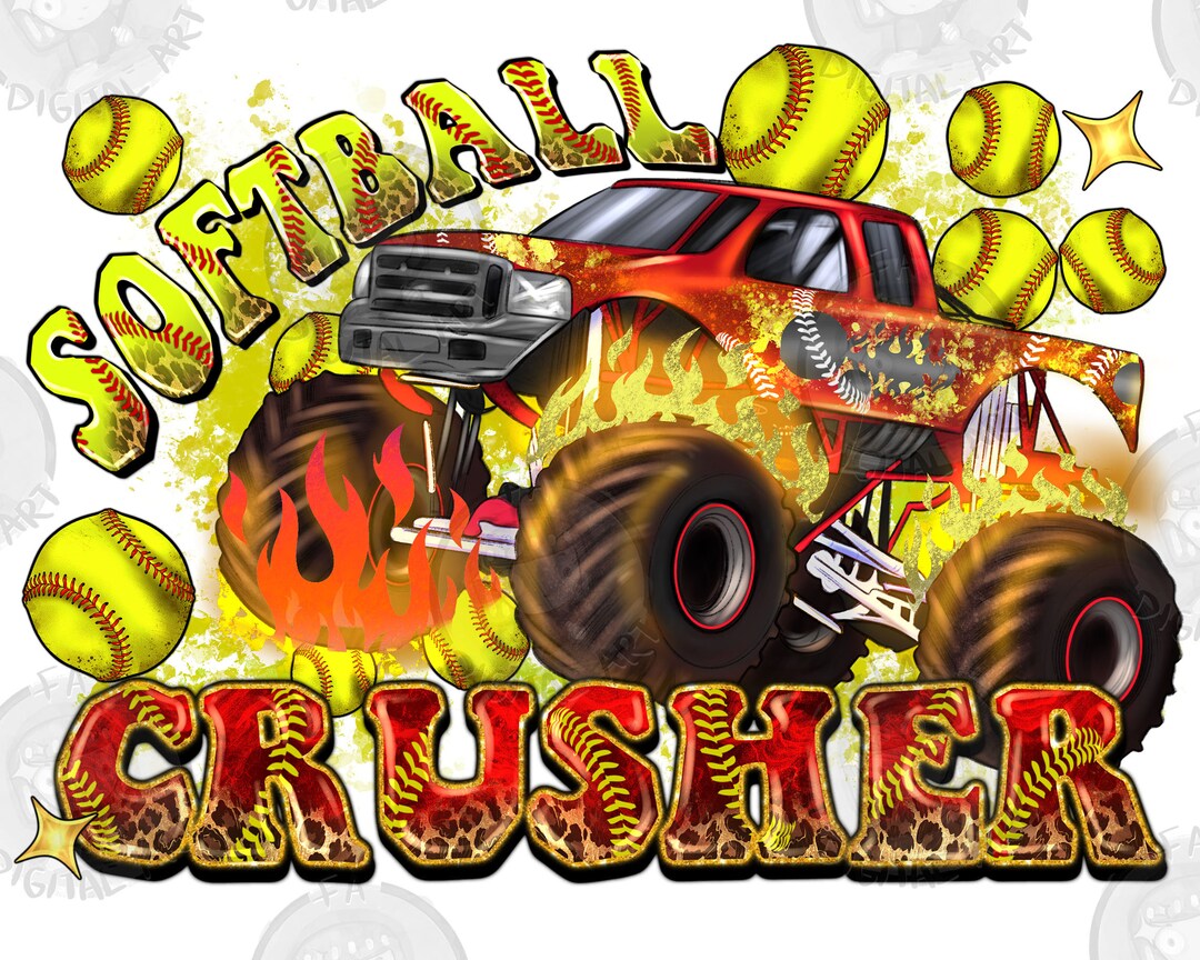 Softball Crusher Png Sublimation Design Download, Sport Png, Softball